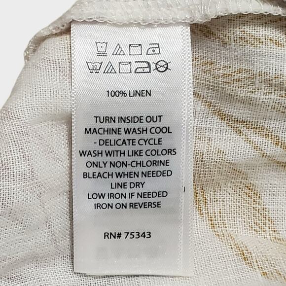 Tahari 100% Linen Pull On Pants Tropical Palm Floral Medium Flowy Wide Leg Crop - Picture 7 of 11